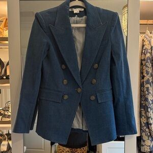 Veronica Beard Denim Double-Breasted Blazer